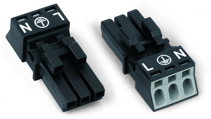 Socket 3-pole Cod. A black