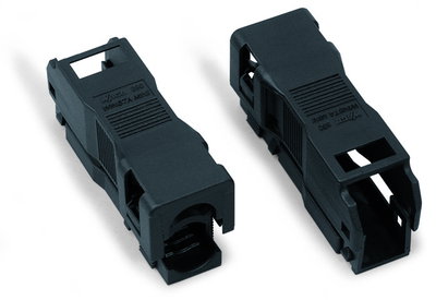 Strain relief housing 2-pole with locking clip black