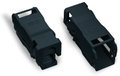 Strain relief housing 3-pole with locking clip black