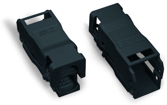 Strain relief housing 3-pole with locking clip black