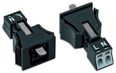 Snap-in socket 2-pole Cod. A black