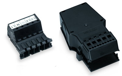 Plug with strain relief housing 5-pole black