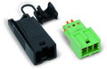 Plug with strain relief housing 2-pole green