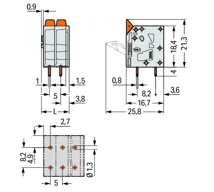 PCB terminal block lever 4 mm² gray – Image 2 of 2