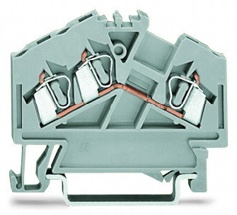 3-conductor through terminal block 2.5 mm² center marking gray