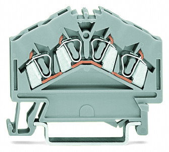 4-conductor through terminal block 2.5 mm² center marking gray