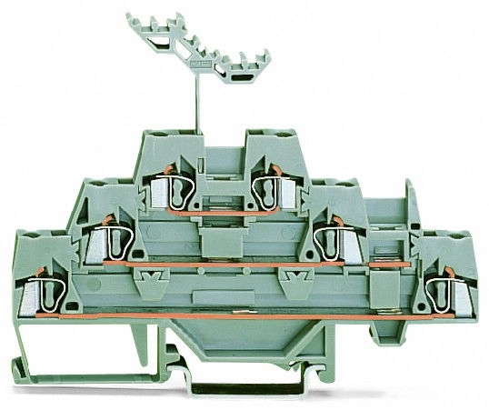 Triple-deck terminal block Through/through/through terminal block for DIN-rail 35 x 15 and 35 x 7.5 gray/gray/gray