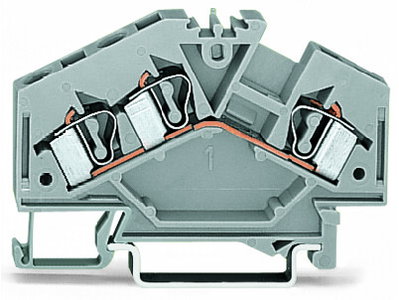 3-conductor through terminal block 4 mm² center marking gray