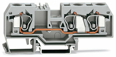 3-conductor through terminal block 10 mm² center marking gray