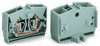 4-conductor terminal strip without push-buttons with snap-in mounting feet gray