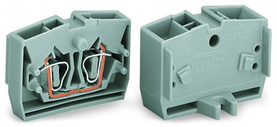 2-conductor center terminal block without push-buttons 1-pole orange