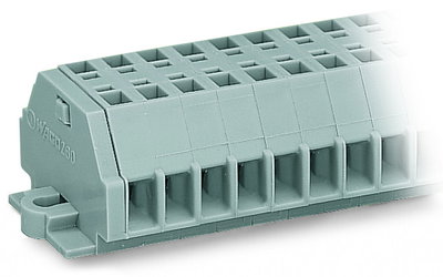 2-conductor terminal strip without push-buttons with fixing flanges gray