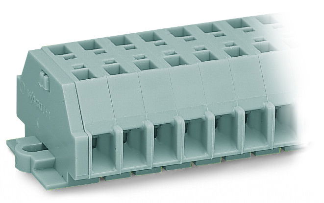 2-conductor terminal strip without push-buttons with fixing flanges gray
