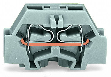 2-conductor terminal block without push-buttons with fixing flange gray