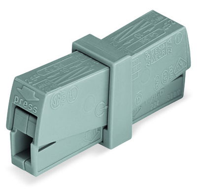 Service connector push-button on both sides Lighting side: for all conductor types gray