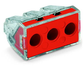 PUSH WIRE® connector for junction boxes for solid and stranded conductors max. 6 mm² transparent