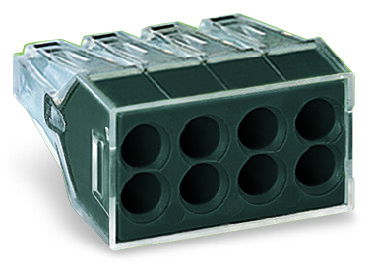 PUSH WIRE® connector for junction boxes for solid and stranded conductors max. 2.5 mm² transparent