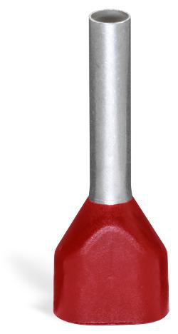 Twin ferrule Sleeve for 2 x 1 mm² / AWG 2 x 18 red, insulated red