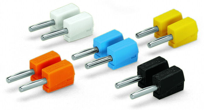 Banana plug for socket 4 mm Ø color mixed orange