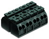 4-conductor chassis-mount terminal strip without ground contact N-PE-L1-L2 black