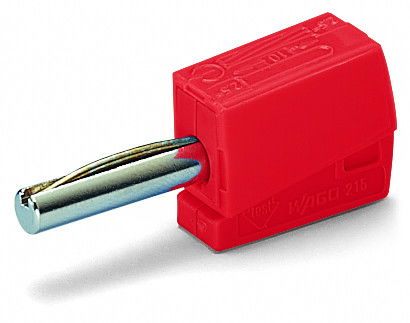 Banana plug for socket 4 mm Ø red