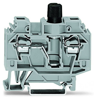 2-conductor fuse terminal block for glass cartridge fuse ¼" x 1¼" without blown fuse indication gray