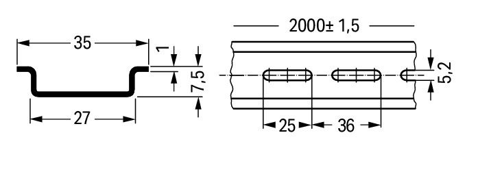 Steel carrier rail 35 x 7.5 mm 1 mm thick silver-colored – Image 2 of 2