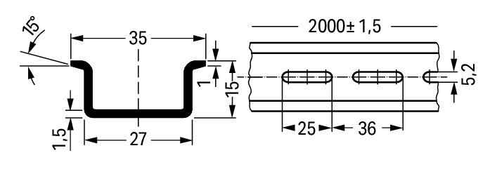 Steel carrier rail 35 x 15 mm 1.5 mm thick silver-colored – Image 2 of 2