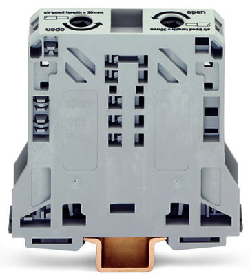 2-conductor through terminal block 50 mm² lateral marker slots gray