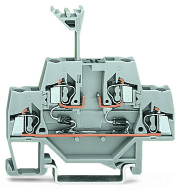 Component terminal block double-deck with 2 diodes 1N4007 gray