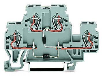 Component terminal block double-deck with 2 diodes 1N4007 gray