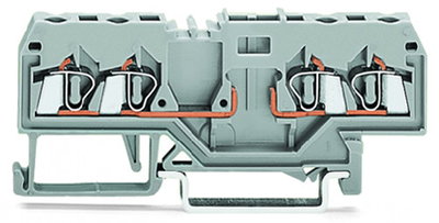 4-conductor carrier terminal block for DIN-rail 35 x 15 and 35 x 7.5 2.5 mm² gray