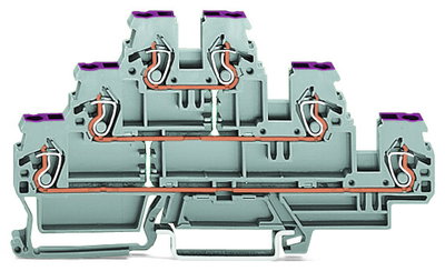 Triple-deck terminal block 6-conductor through terminal block L gray