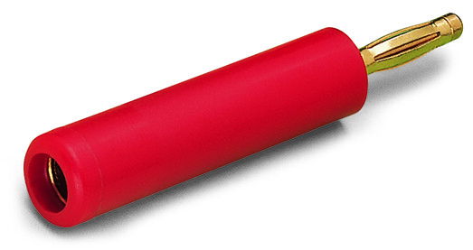 Step-down test plug from 4mm socket to 2mm plug red
