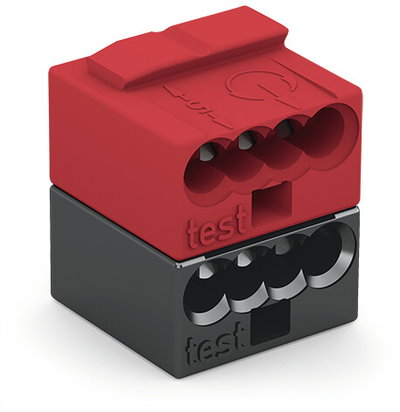 4-conductor modular PCB connector PUSH WIRE® 0.8 mm Ø dark gray/red