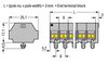 4-conductor terminal strip without push-buttons with snap-in mounting feet gray