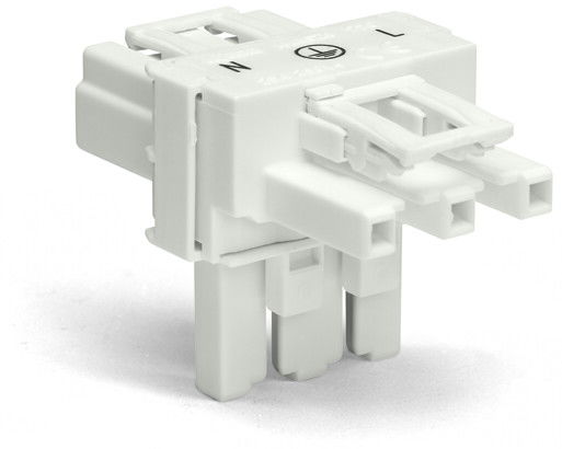 T-distribution connector 3-pole Cod. A white