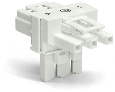 T-distribution connector 3-pole Cod. A white
