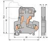 2-conductor fuse terminal block with pivoting fuse holder for miniature metric fuse 1/4 x 1 mm gray