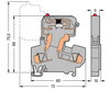2-conductor fuse terminal block with pivoting fuse holder for miniature metric fuse 1/4 x 1 mm gray