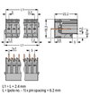 THT male header 1.0 x 1.0 mm solder pin straight gray