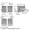 THT male header 1.0 x 1.0 mm solder pin angled gray