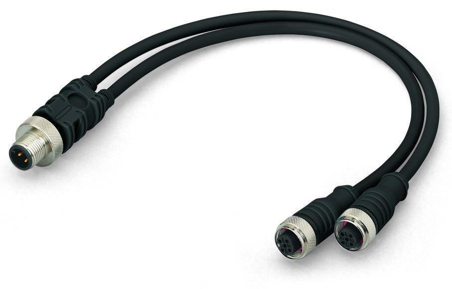 Sensor/Actuator cable 2xM12 socket  straight M12A plug  straight