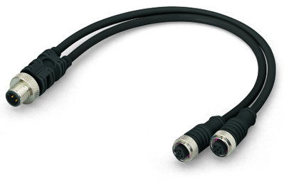 Sensor/Actuator cable 2xM12 socket  straight M12A plug  straight
