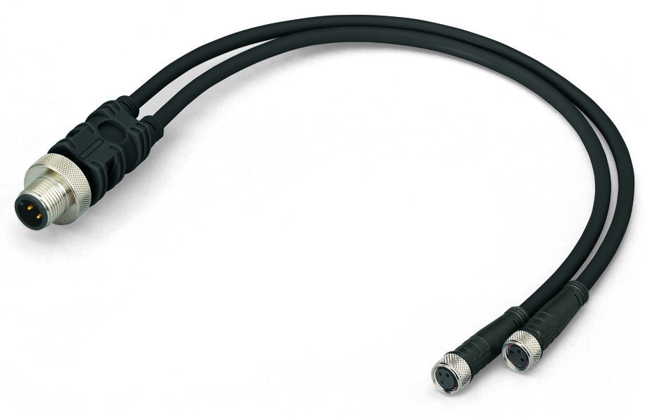 Sensor/Actuator cable 2xM8 socket  straight M12A plug  straight