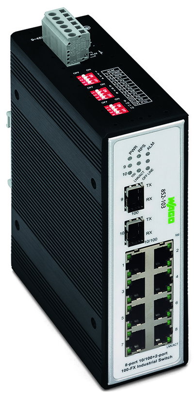 Industrial-Switch 8-port 100Base-TX 2 Slots 100Base-FX black