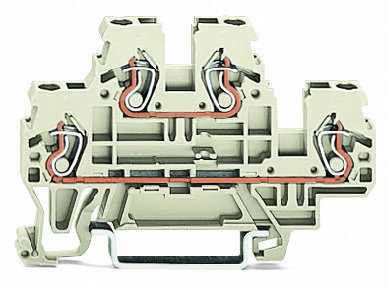Double-deck terminal block Ground conductor/through terminal block 2.5 mm² light gray