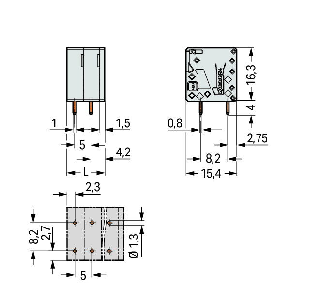 PCB terminal block 4 mm² Pin spacing 5 mm gray – Image 2 of 2