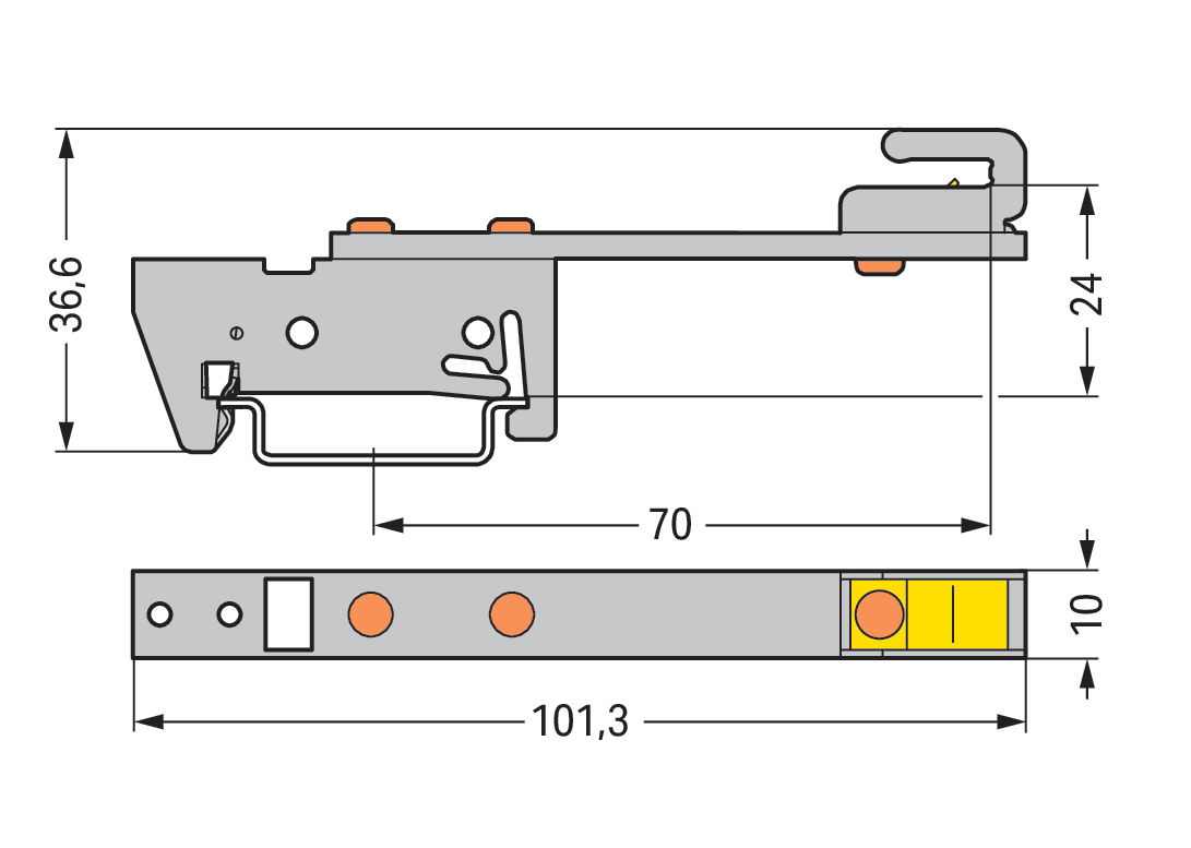 Busbar carrier for busbars Cu 10 mm x 3 mm single side, straight silver-colored – Image 2 of 2