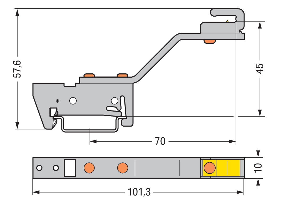 Busbar carrier for busbars Cu 10 mm x 3 mm single side, angled silver-colored – Image 2 of 2